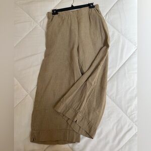 Flax linen pants with pockets and elastic waist.